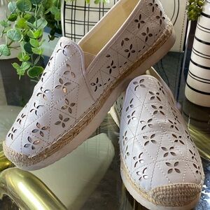 Michael Kors White Floral Cutout Kendrick Espadrilles